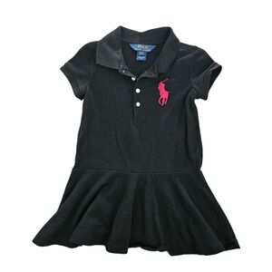 POLO‎ RALPH LAUREN Dress Girls Cotton Mesh Polo Black Red Logo 3T